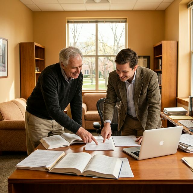 Academic mentor and student collaborating over research